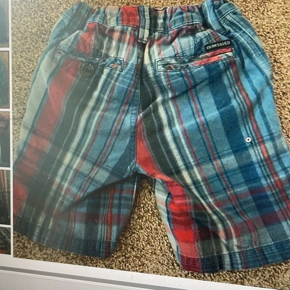 Quiksilver Blue & Red Plaid Bermuda Shorts 3T